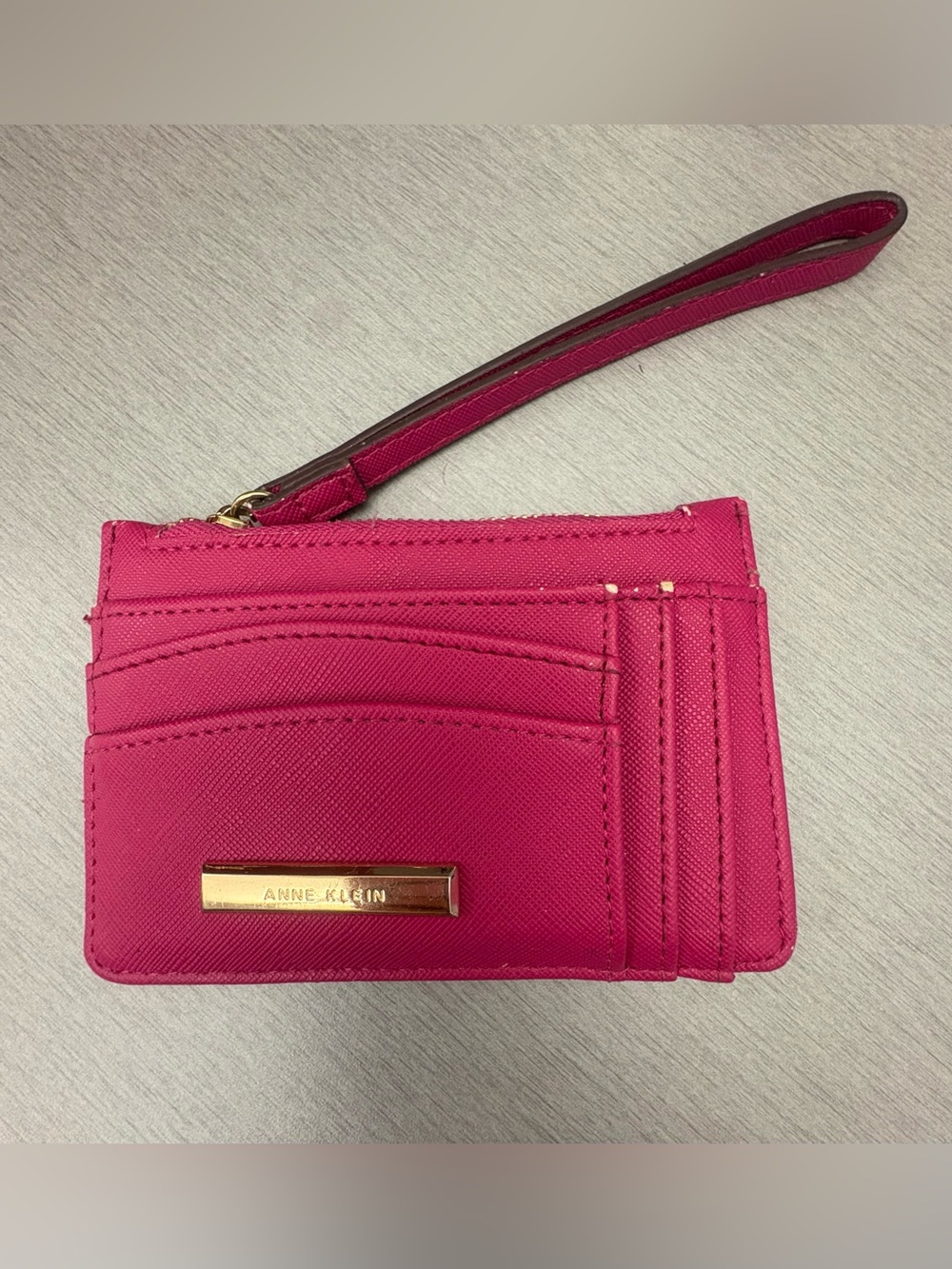 Anne Klein Fuchsia Wristlet Card Holder with Gold-Tone Accent